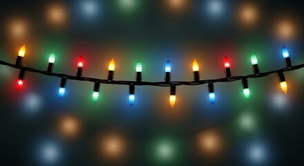 Festive string lights with warm and cool colors for holiday decoration