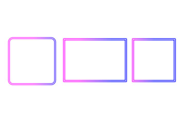 Neon glowing geometric frames with pink and blue gradient lines