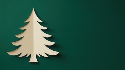 Elegant paper cut christmas tree on green background with space