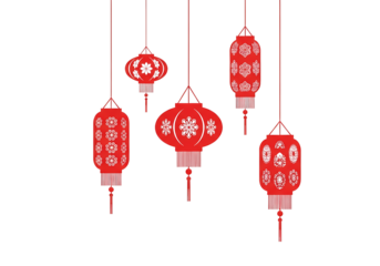 Celebrate Lunar New Year with Vibrant Red Lanterns and Traditional Designs, Perfect for Festive Decorations and Cultural Events with Joyful Celebrations