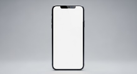 Modern Smartphone with Blank White Screen on a Neutral Background.