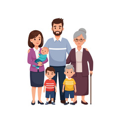 Happy multi-generational family posing together, representing unity and love