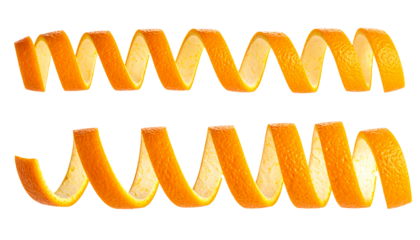 Spiral Orange Peel in a Row Isolated on Transparent Background