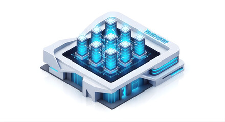 Futuristic Data Center with Servers and Cables