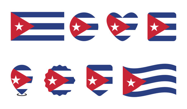 Independence day celebrate cuban independence with multiple flag illustrations showcasing diverse shapes and patriotic spirit.