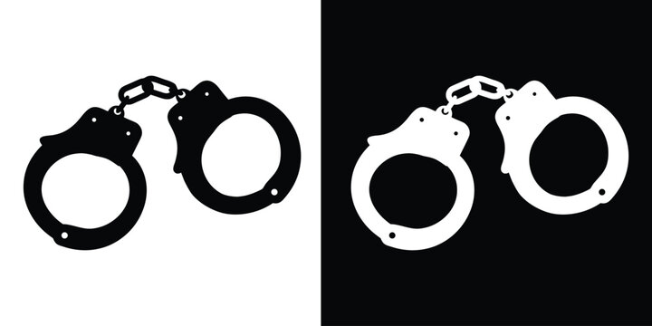 Handcuffs crime vector silhouette, handcuffs icon vector, police handcuff silhouette