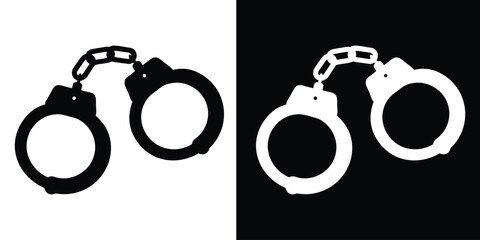 Handcuffs crime vector silhouette, handcuffs icon vector, police handcuff silhouette