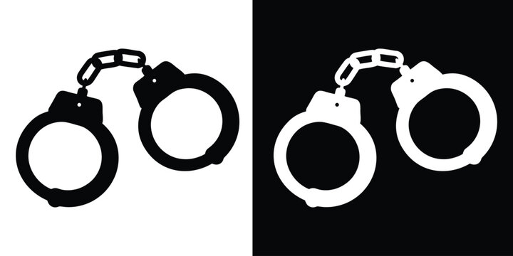 Handcuffs crime vector silhouette, handcuffs icon vector, police handcuff silhouette