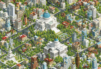 Vector Perspective city map infographic