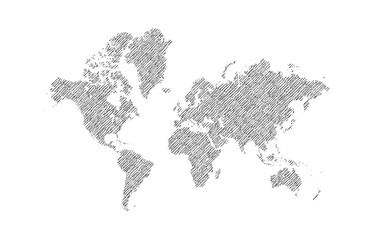 World map hand drawn hatch sketch background vector, World freehand Sketch map, vintage scribble map.