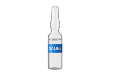 Saline ampoule medical liquid on transparent background
