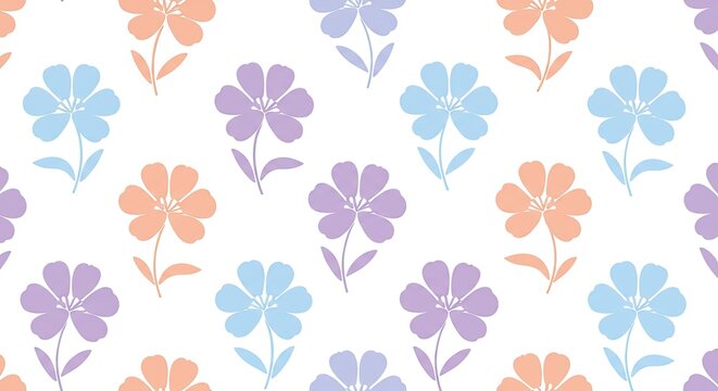 Pastel floral pattern for spring projects, whimsical flower design, perfect for baby announcements, soft and gentle colors evoke a calming and peaceful feeling