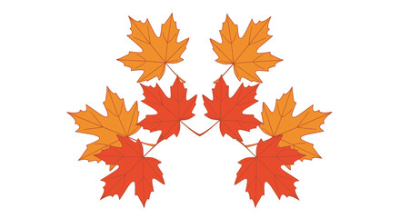Fototapeta premium Arrangement of autumn leaves in shades of orange and red, creating a symmetrical design.