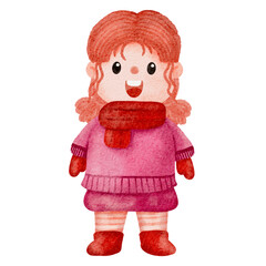 Illustration of Girl in Winter Outfit
