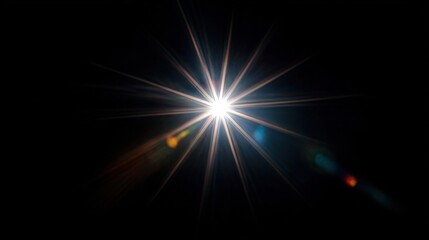 A bright starburst against a black background, creating a striking visual contrast with rays radiating outward, evoking a sense of brightness and energy.