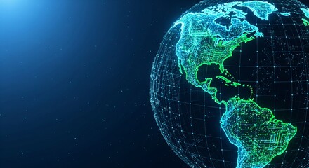 Digital earth network showing global connection and technology