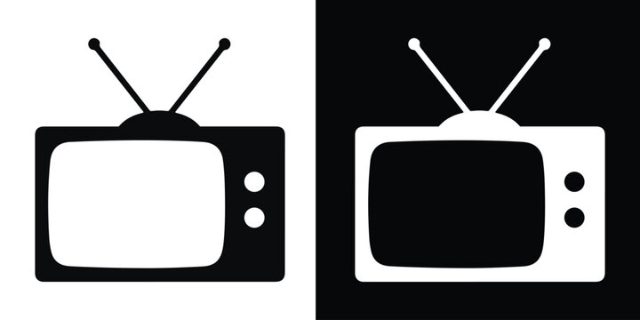 Television silhouette vector, retro old tv icon