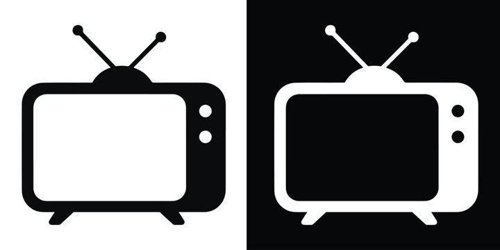 Television silhouette vector, retro old tv icon
