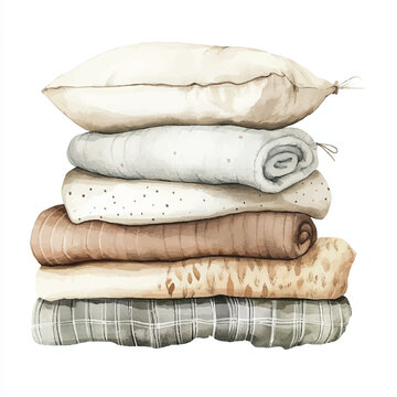  a cute Stack of cozy blankets and pillows