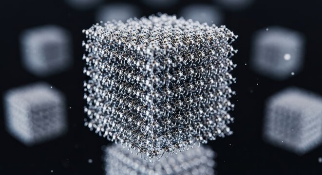 Close-up of a metallic nanocube