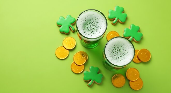 St. Patrick's Day Celebration with Green Beer and Shamrock Cookies 