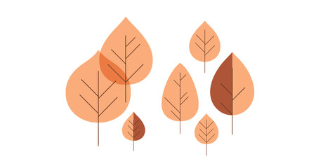Obraz premium A collection of stylized, flat design autumn leaves in varying shades of orange and brown.
