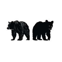 black and white bear silhouette Design
