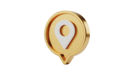 Elegant golden map pointer icon, perfect for travel apps and location services