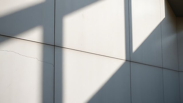 Smooth concrete wall with subtle shadows, emphasizing modern architectural texture.
