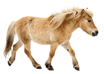 A beautiful light brown horse with a flowing blonde mane and tail walks gracefully, perfect for equine photography, animal health content, or equestrian themes.
