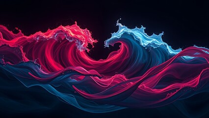 Abstract red and blue waves colliding in darkness, representing illness and discomfort.