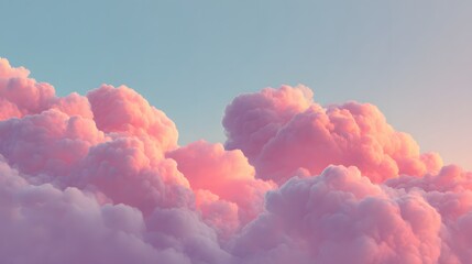 Vibrant pink and peach illuminated clouds fill the sky above a pale blue expanse.