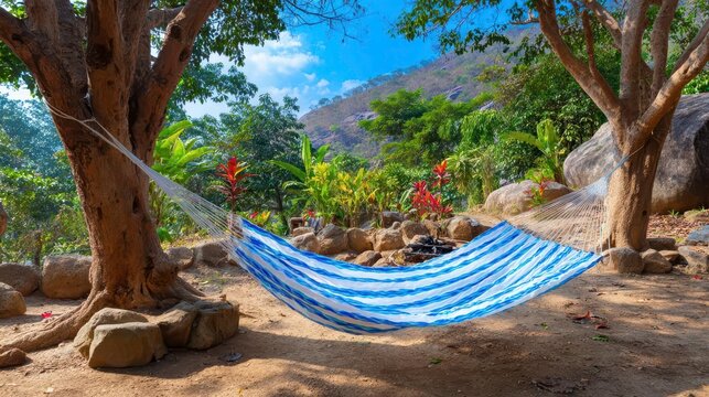 Relax in Nature: Hammock, Trees, Landscape, Vacation Getaway