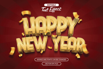 Happy new year editable text effect with 3d gold text style