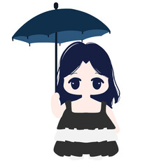girl with umbrella (Dark Blue)