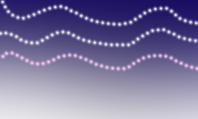Pink and white string lights on transparent dark blue gradient backdrop