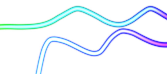 Moving blue red orange light streak rays on transparent background. Smooth glowing light beam flow wave shaped neon PNG.