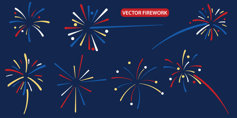 A festive display of fireworks in red, white, and blue, perfect for celebrating patriotic holidays and events.