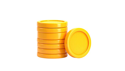 Rendered golden coins, stacked and single, against a solid black background