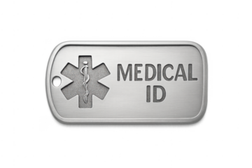 Medical id tag with star of life symbol for emergency