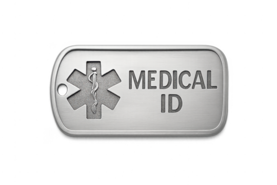 Medical id tag with star of life symbol for emergency