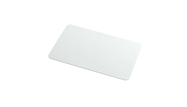 A rectangular, white card with rounded corners, floating on a stark black background - Powered by Adobe