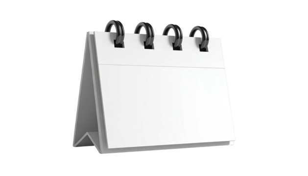 3D rendered blank desk calendar against a dark background