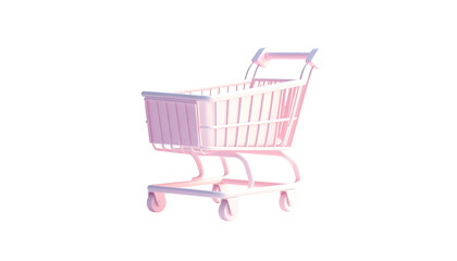 Pink shopping cart isolated against a black background, seemingly floating