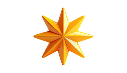 Bright 3D eight-pointed star with orange gradient, isolated against black