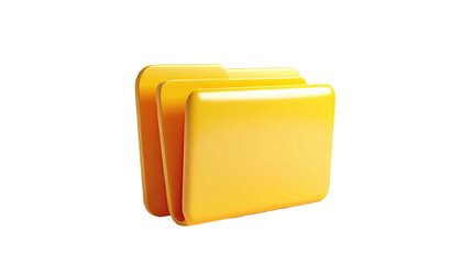 3D-rendered, glowing yellow folder icon with an open, stacked design on black