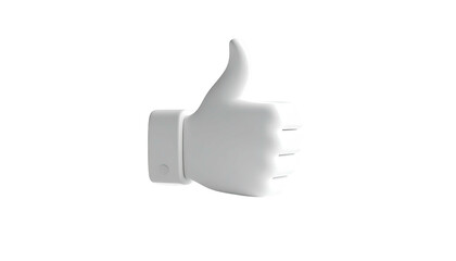 3D rendered, white thumbs-up sign against a black background, shadow present