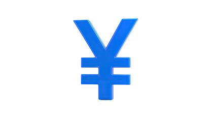 A rendered, glossy blue currency symbol against a stark black background