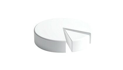 3D white pie chart with a single wedge removed against a black background