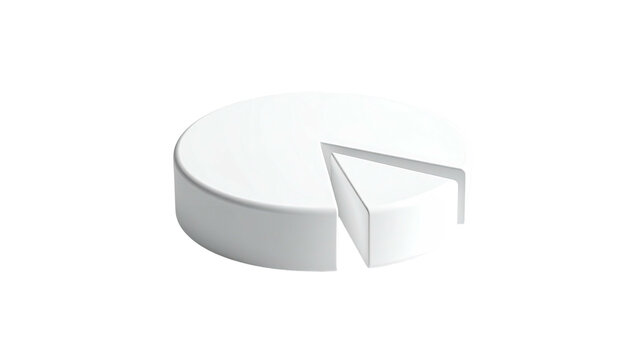 3D white pie chart with a single wedge removed against a black background